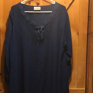 Cobalt Blue Tunic w/Black Work Embroidery